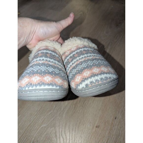 Women's Pink and Grey Cozy Slippers,House Shoes Hard Soles Sz 36 / 37 - Picture 5 of 9
